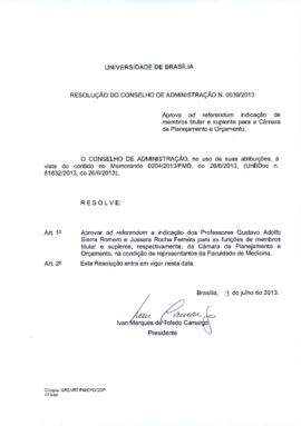 Resolução do Conselho de Administração nº 0039/2013