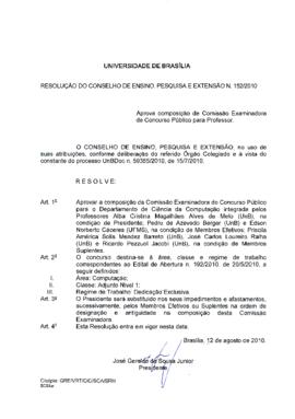 Resolução do Conselho de Ensino, Pesquisa e Extensão nº 0152/2010