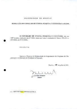 Resolução do Conselho de Ensino, Pesquisa e Extensão nº 0032/2001