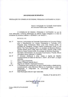 Resolução do Conselho de Ensino, Pesquisa e Extensão nº 0057/2011