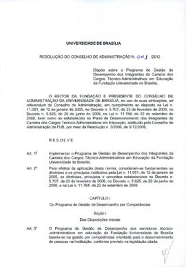 Resolução do Conselho de Administração Nº 0001/2012