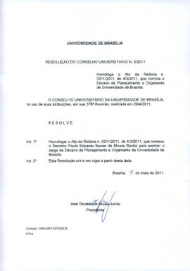 Resolução do Conselho Universitário nº 0005/2011