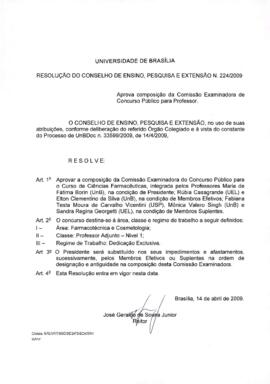 Resolução do Conselho de Ensino, Pesquisa e Extensão nº 0224/2009