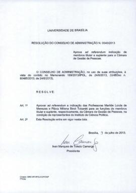 Resolução do Conselho de Administração nº 0040/2013