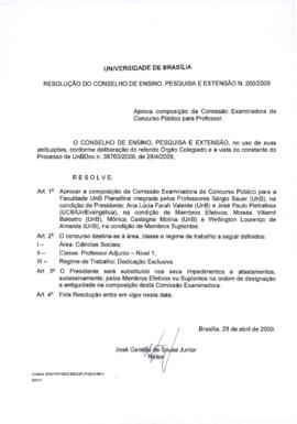 Resolução do Conselho de Ensino, Pesquisa e Extensão nº 0260/2009