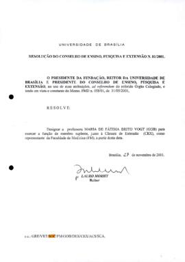 Resolução do Conselho de Ensino, Pesquisa e Extensão nº 0081/2001