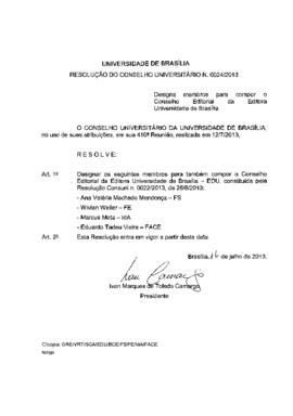 Resolução do Conselho Universitário nº 0024/2013