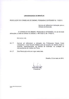 Resolução do Conselho de Ensino, Pesquisa e Extensão nº 0113/2013