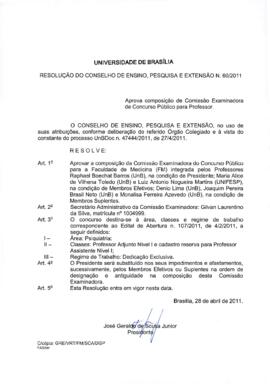 Resolução do Conselho de Ensino, Pesquisa e Extensão nº 0060/2011