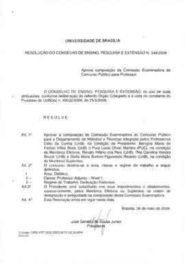 Resolução do Conselho de Ensino, Pesquisa e Extensão nº 0349/2009