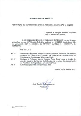 Resolução do Conselho de Ensino, Pesquisa e Extensão nº 0083/2012