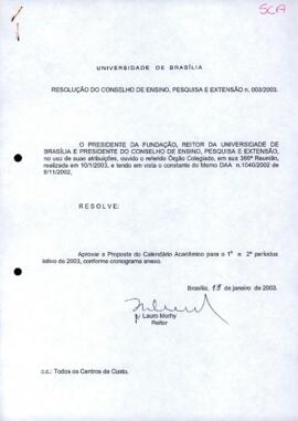 Resolução do Conselho de Ensino, Pesquisa e Extensão nº 0003/2003