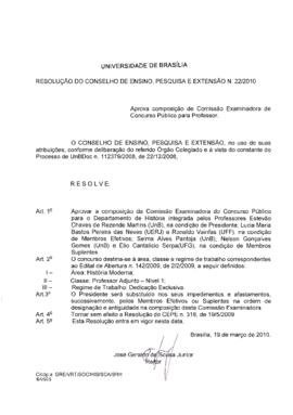 Resolução do Conselho de Ensino, Pesquisa e Extensão nº 0022/2010