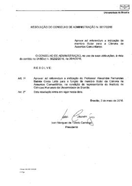 Resolução do Conselho de Administração nº 0017/2016