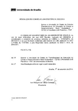 Resolução do Conselho Universitário nº 0022/2014