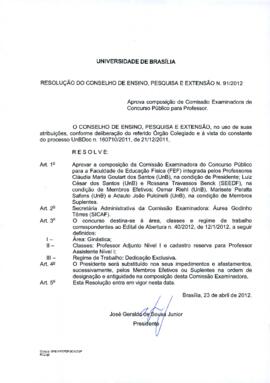 Resolução do Conselho de Ensino, Pesquisa e Extensão nº 0091/2012