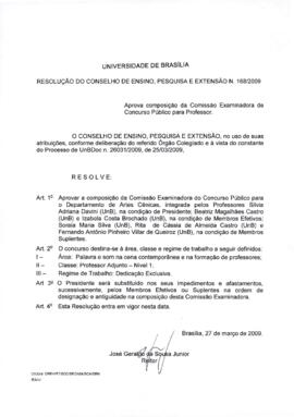 Resolução do Conselho de Ensino, Pesquisa e Extensão nº 0168/2009