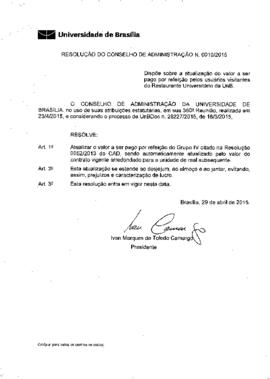 Resolução do Conselho de Administração nº 0010/2015