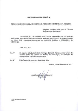 Resolução do Conselho de Ensino, Pesquisa e Extensão nº 0189/2012