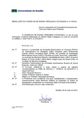 Resolução do Conselho de Ensino, Pesquisa e Extensão nº 0114/2014