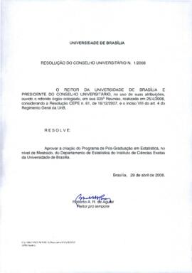 Resolução do Conselho Universitário nº 0001/2008