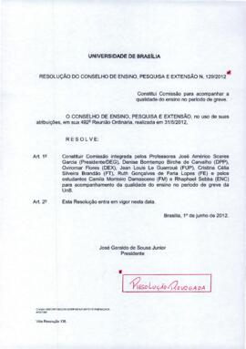 Resolução do Conselho de Ensino, Pesquisa e Extensão nº 0129/2012
