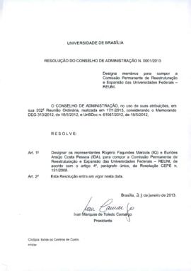 Resolução do Conselho de Administração nº 0001/2013