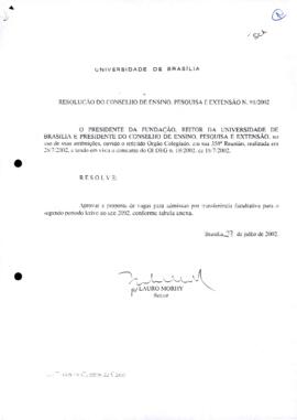Resolução do Conselho de Ensino, Pesquisa e Extensão nº 0091/2002