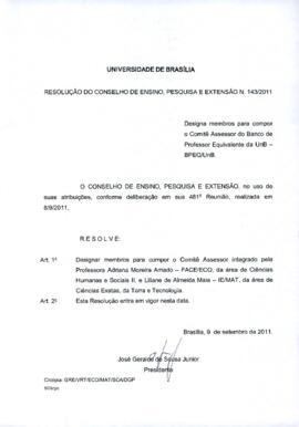 Resolução do Conselho de Ensino, Pesquisa e Extensão nº 0143/2011