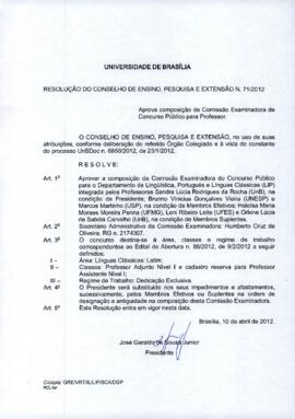 Resolução do Conselho de Ensino, Pesquisa e Extensão nº 0071/2012