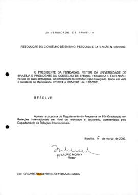 Resolução do Conselho de Ensino, Pesquisa e Extensão nº 0032/2002