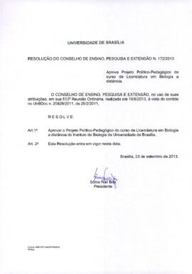 Resolução do Conselho de Ensino, Pesquisa e Extensão nº 0172/2013