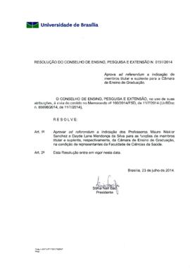 Resolução do Conselho de Ensino, Pesquisa e Extensão nº 0151/2014