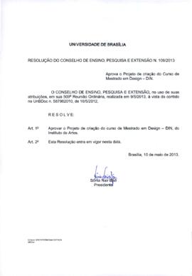 Resolução do Conselho de Ensino, Pesquisa e Extensão nº 0109/2013