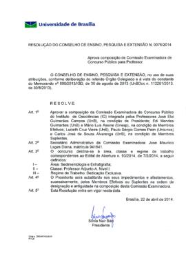 Resolução do Conselho de Ensino, Pesquisa e Extensão nº 0076/2014