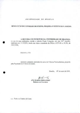 Resolução do Conselho de Ensino, Pesquisa e Extensão nº 0018/2001