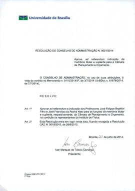 Resolução do Conselho de Administração nº 0021/2014