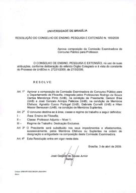 Resolução do Conselho de Ensino, Pesquisa e Extensão nº 0185/2009