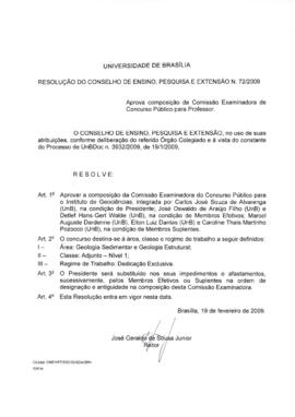 Resolução do Conselho de Ensino, Pesquisa e Extensão nº 0072/2009