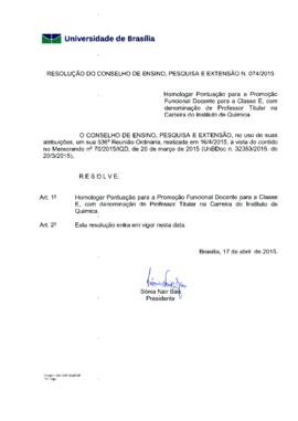 Resolução do Conselho de Ensino, Pesquisa e Extensão nº 0074/2015