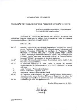 Resolução do Conselho de Ensino, Pesquisa e Extensão nº 0217/2013