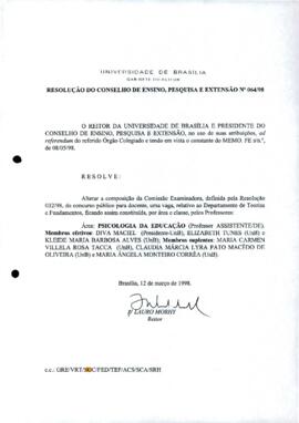 Resolução do Conselho de Ensino, Pesquisa e Extensão nº 0064/1998