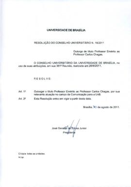 Resolução do Conselho Universitário nº 0018/2011