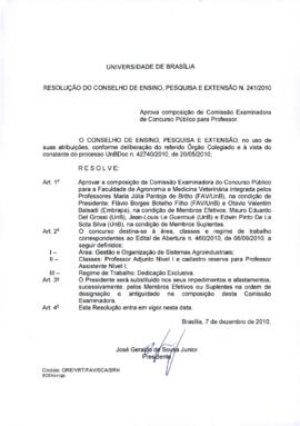 Resolução do Conselho de Ensino, Pesquisa e Extensão Nº 0241/2010