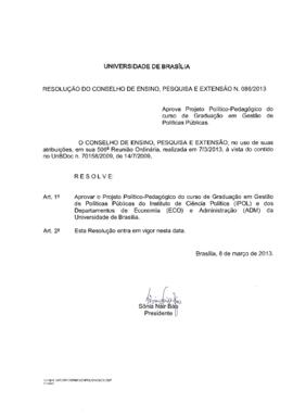 Resolução do Conselho de Ensino, Pesquisa e Extensão nº 0086/2013