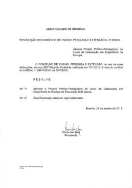 Resolução do Conselho de Ensino, Pesquisa e Extensão nº 0013/2013