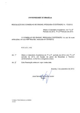 Resolução do Conselho de Ensino, Pesquisa e Extensão nº 0172/2012