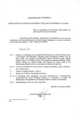 Resolução do Conselho de Ensino, Pesquisa e Extensão nº 0212/2009