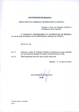 Resolução do Conselho Universitário nº 0004/2012