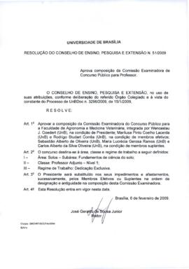 Resolução do Conselho de Ensino, Pesquisa e Extensão nº 0051/2009
